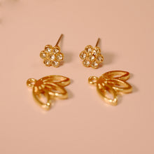 Load image into Gallery viewer, 18K Gold Plated 2-Layer CZ Flower Earrings