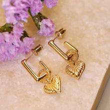 將圖片載入圖庫檢視器 18K Gold Plated 2-Way Heart C-Shape Hanging Earrings