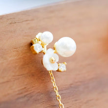 Load image into Gallery viewer, 18K Gold Plated Shell Flower Pearl Crystal Drop Earrings