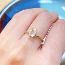 Load image into Gallery viewer, 18K Gold Plated 4-Claw Oversized Rectangle Cubic Zirconia Ring