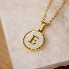Load image into Gallery viewer, 18K Gold Plated Initial Alphabet A-Z Shell Coin Pendant Charm Necklace
