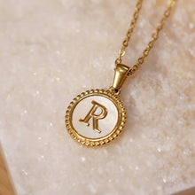 Load image into Gallery viewer, 18K Gold Plated Initial Alphabet A-Z Vintage Shell Pendant Charm Necklace