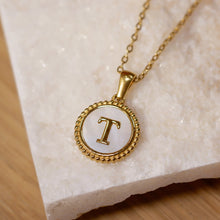 Load image into Gallery viewer, 18K Gold Plated Initial Alphabet A-Z Vintage Shell Pendant Charm Necklace