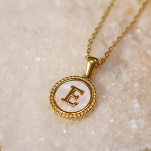 18K Gold Plated Initial Alphabet A-Z Vintage Shell Pendant Charm Necklace