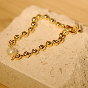 18K Gold Plated Beaded Baroque Pearl Bracelet