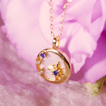 Load image into Gallery viewer, 18K Gold Plated Blue and White CZ Star Shell Pendant Necklace