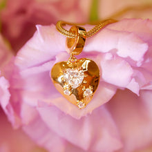 Load image into Gallery viewer, 18K Gold Plated Box Chain Necklace with Detachable CZ Heart Charm