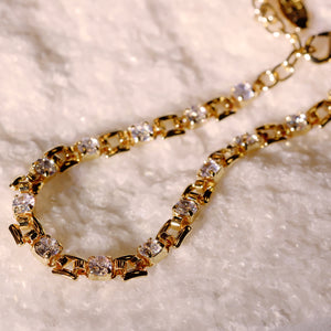 18K Gold Plated CZ Brass Link Chain Bracelet
