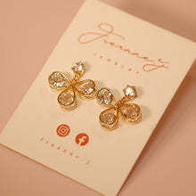 Load image into Gallery viewer, 18K Gold Plated CZ Clover Drop Earrings