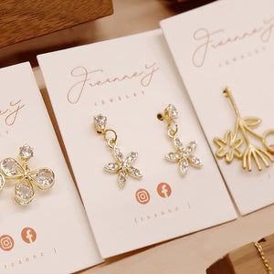 18K Gold Plated CZ Flower Drop Earrings
