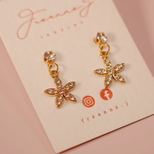 18K Gold Plated CZ Flower Drop Earrings