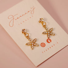 Load image into Gallery viewer, 18K Gold Plated CZ Flower Drop Earrings