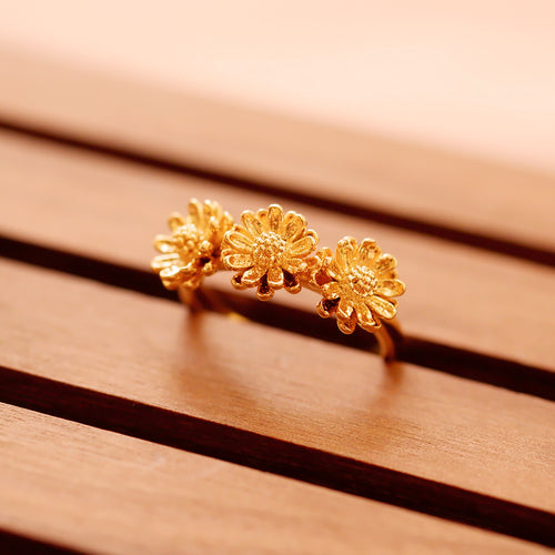 18K Gold Plated Chrysanthemum Open Ring
