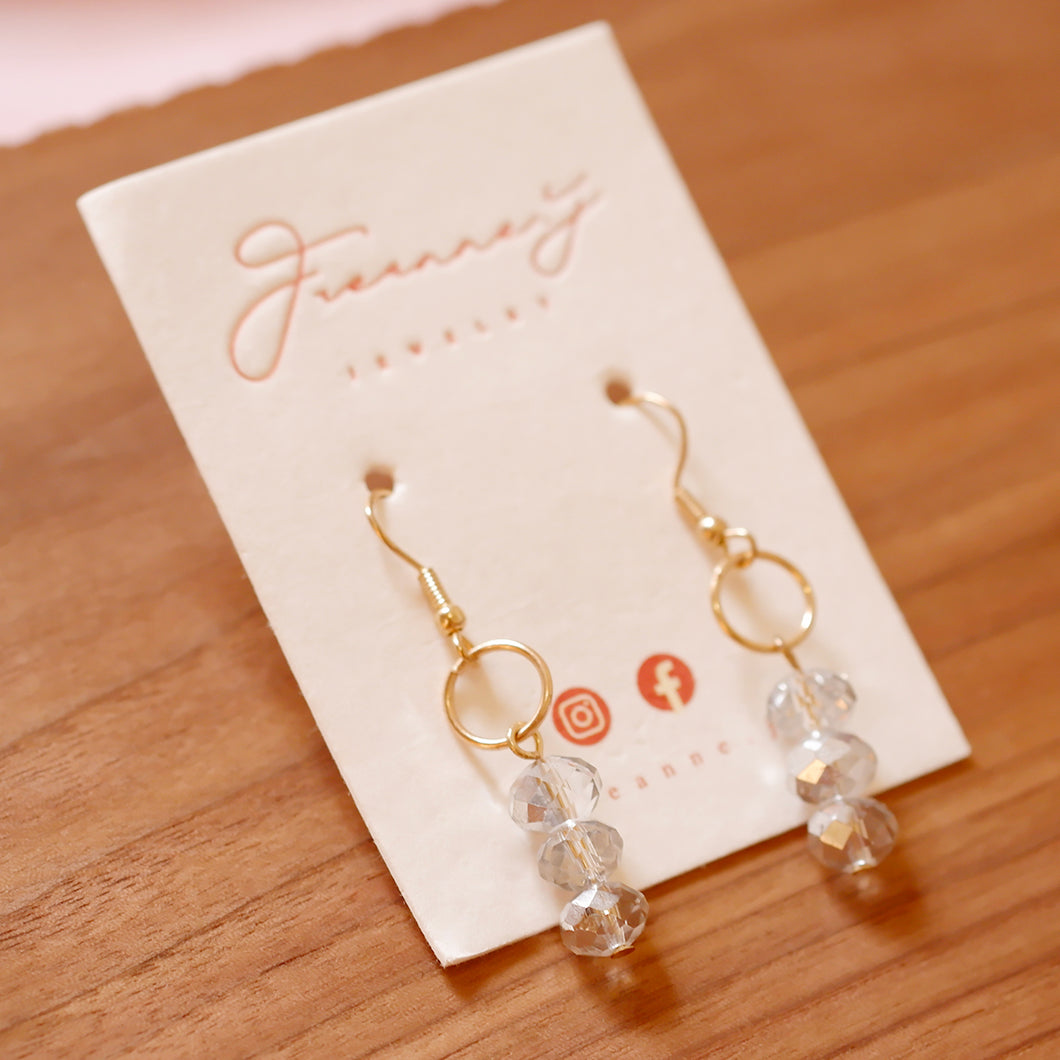 18K Gold Plated Clear Blue Acrylic Crystals Dangle Earrings
