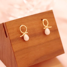 Load image into Gallery viewer, 18K Gold Plated Cross Pearl Stud Earrings