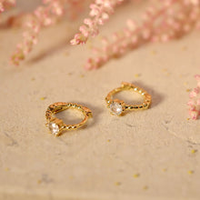 將圖片載入圖庫檢視器 18K Gold Plated Cubic Zirconia Mini Hoop Earrings