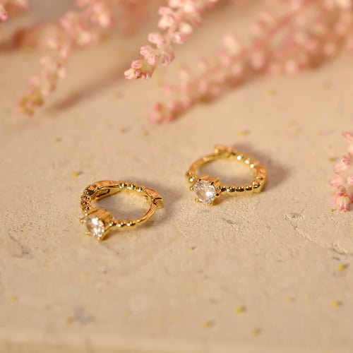 18K Gold Plated Cubic Zirconia Mini Hoop Earrings