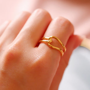 18K Gold Plated Double Knot Ring - Thick