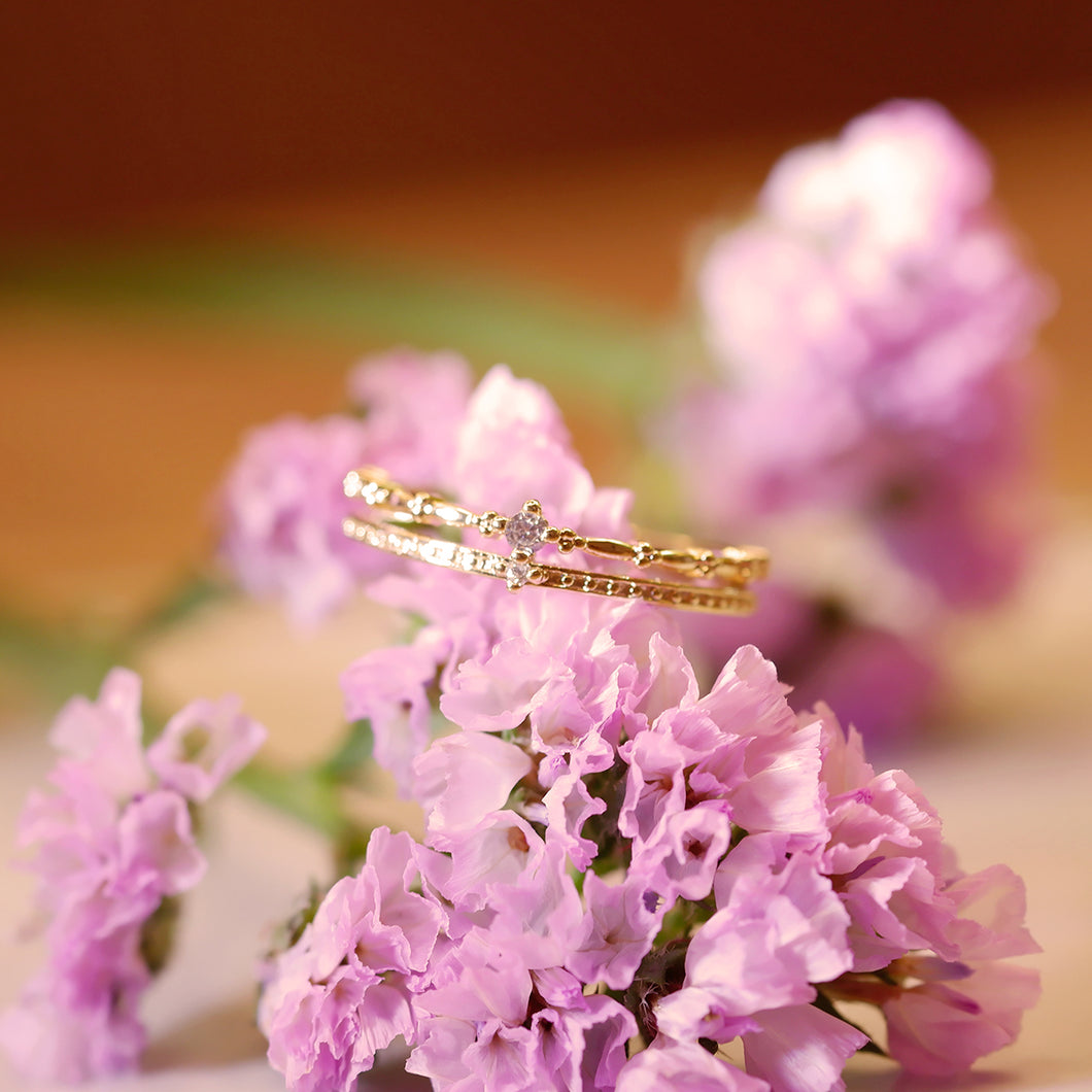 18K Gold Plated Double Layer CZ Ring - Diana