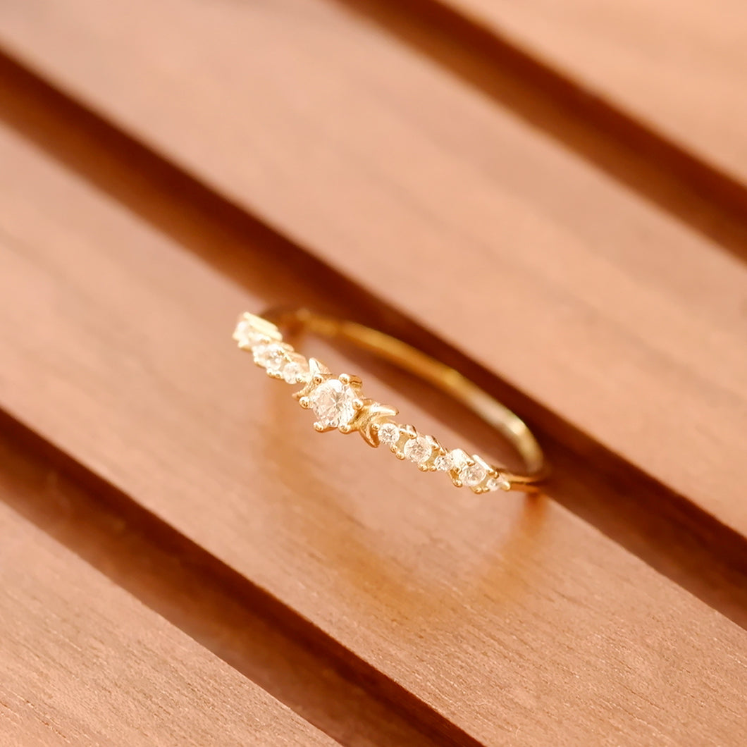 18K Gold Plated Double Moon Cubic Zirconia Ring