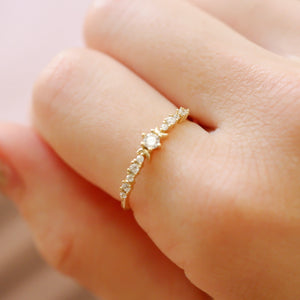 18K Gold Plated Double Moon Cubic Zirconia Ring