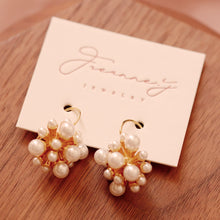 Load image into Gallery viewer, 18K Gold Plated Firework Shaped Numerous Pearls Earrings