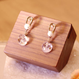18K Gold Plated Gold Foiled Pearl and Ball Drop Earrings