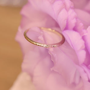 18K Gold Plated Hammered Tiny CZ Ring - Ultra Thin