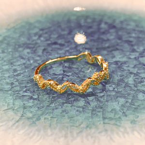 18K Gold Plated Hollow-out CZ Leaf Ring
