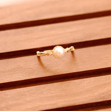 Load image into Gallery viewer, 18K Gold Plated Hollow-out Cubic Zirconia Pearl Ring