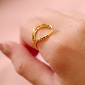 18K Gold Plated Irregular Shaped Brass Ring