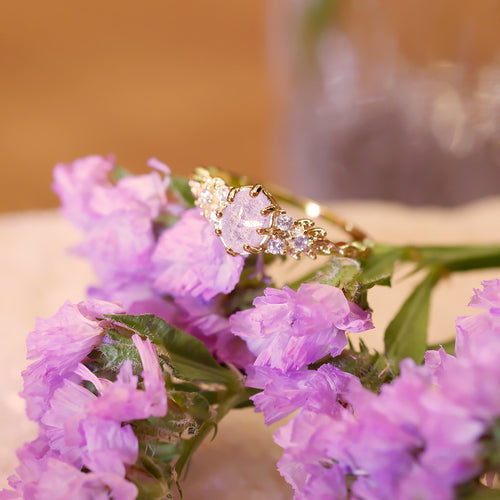 18K Gold Plated Light Purple Cubic Zirconia Ring - Karina