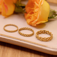 Load image into Gallery viewer, Matte Gold Plated Weave Pattern Rings