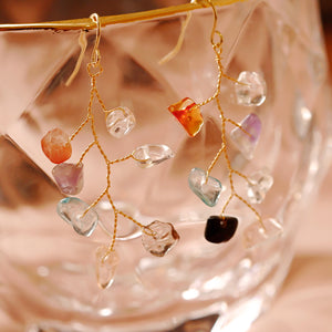 18K Gold Plated Multicolor Natural Stones Dangle Earrings