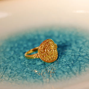 18K Gold Plated Octagram Star Coin Ring