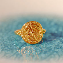 將圖片載入圖庫檢視器 18K Gold Plated Octagram Star Coin Ring