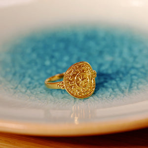18K Gold Plated Octagram Star Coin Ring