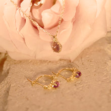 Load image into Gallery viewer, 18K Gold Plated Olive Shaped Amethyst Fruit with Leaf Necklace