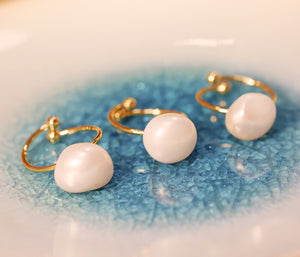 18K Gold Plated Oversized Baroque Pearl Open Ring
