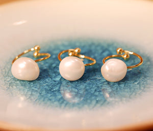 18K Gold Plated Oversized Baroque Pearl Open Ring