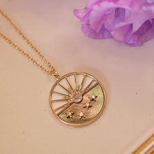 Load image into Gallery viewer, 18K Gold Plated Oversized Sunset on the Sea Pendant Necklace