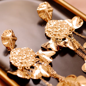 18K Gold Plated Oversized Vintage Statement Boho Dangle Earrings