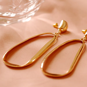 18K Gold Plated Oversized Hollow-out Drop Earrings