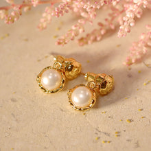 Load image into Gallery viewer, 18K Gold Plated Peanut Hardware Pearl Earrings