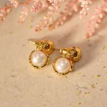 Load image into Gallery viewer, 18K Gold Plated Peanut Hardware Pearl Earrings