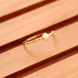 18K Gold Plated Petite Pearl Beaded Ring