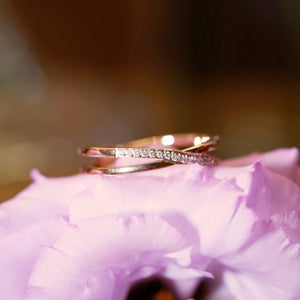 Rose Gold Plated Cubic Zirconia Cross Ring