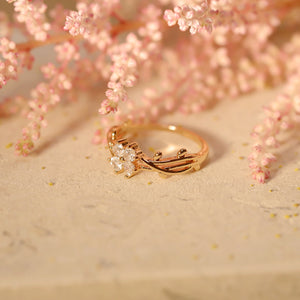 Rose Gold Plated Cubic Zirconia Flower Ring