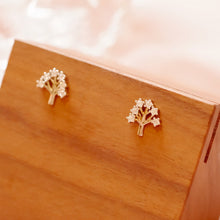 Load image into Gallery viewer, S925 Silver Mini Cubic Zirconia Tree Stud Earrings