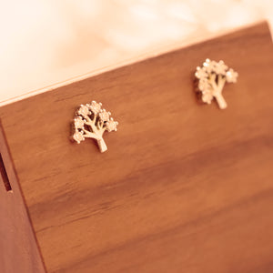 S925 Silver Mini Cubic Zirconia Tree Stud Earrings